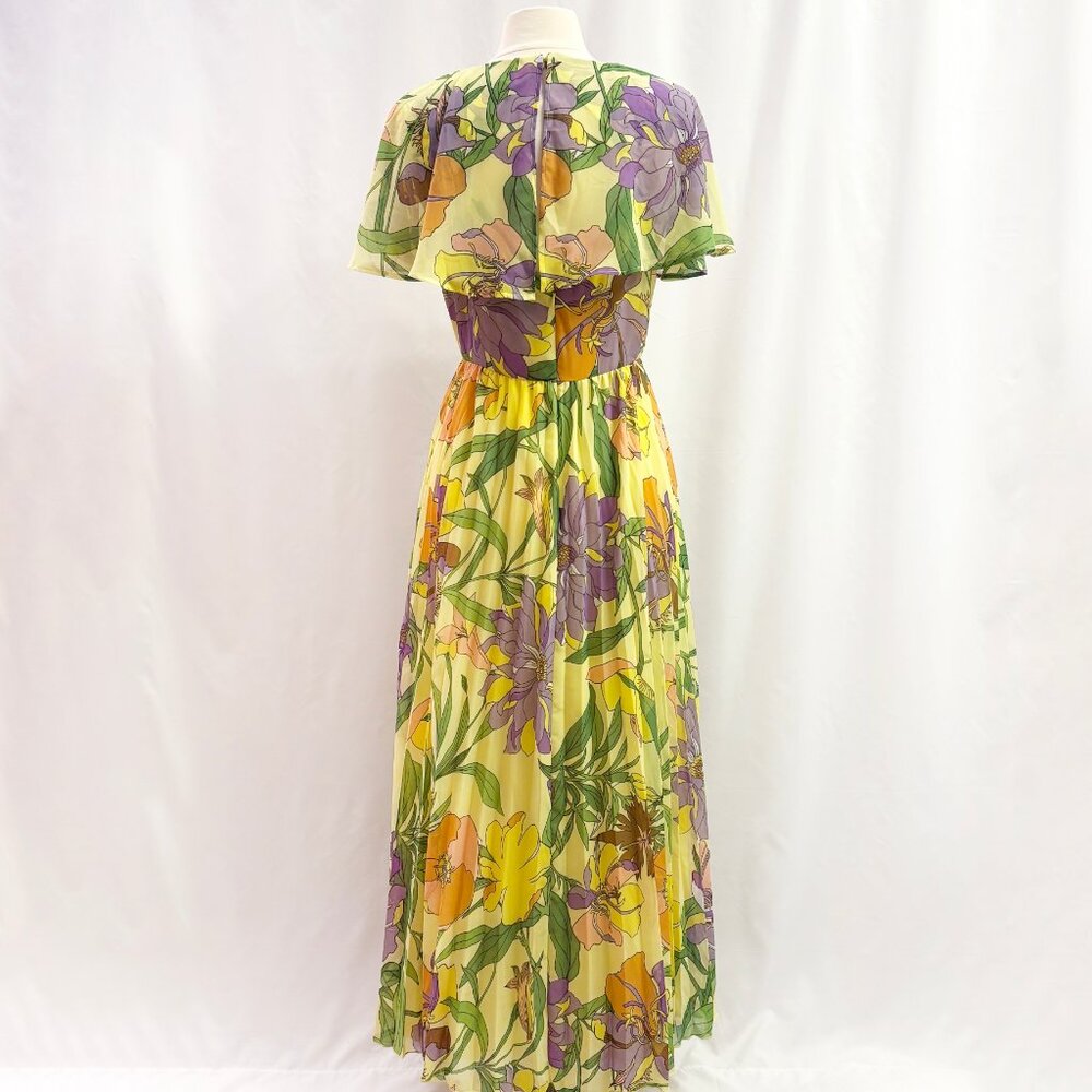 ASOS retro yellow and purple floral maxi dress size US 10 - Picture 3 of 7